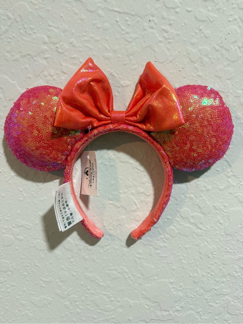 Disney Orange and Pink Sequin Micky Ear Headband